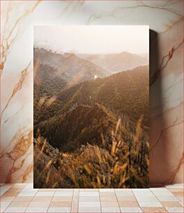 Πίνακας, Golden Sunset Over Mountains Χρυσό ηλιοβασίλεμα πάνω από τα βουνά