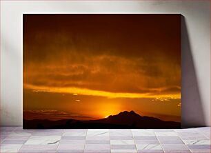 Πίνακας, Golden Sunset over the Mountains Χρυσό ηλιοβασίλεμα πάνω από τα βουνά