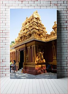 Πίνακας, Golden Temple Facade with Visitors Χρυσή πρόσοψη ναού με επισκέπτες