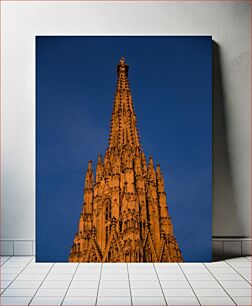 Πίνακας, Gothic Cathedral Spire at Sunset Γοτθικός καθεδρικός ναός στο ηλιοβασίλεμα