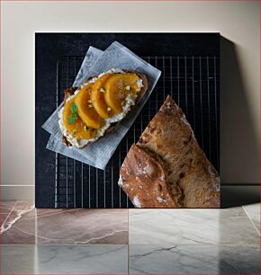 Πίνακας, Gourmet Bread and Peach Topping Γκουρμέ κάλυμμα με ψωμί και ροδάκινο