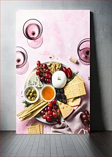 Πίνακας, Gourmet Cheese Platter with Wine Γκουρμέ πιατέλα τυριού με κρασί