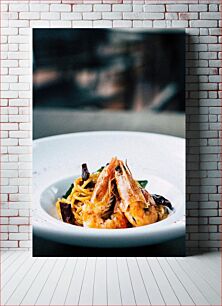Πίνακας, Gourmet Shrimp Pasta Dish Γκουρμέ πιάτο ζυμαρικών με γαρίδες