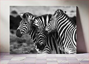 Πίνακας, Graceful Zebras in Black and White Χαριτωμένα ζέβρες σε ασπρόμαυρο