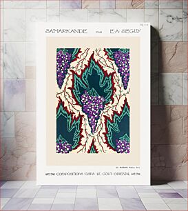 Πίνακας, Grape pattern Art Nouveau pochoir print in oriental style
