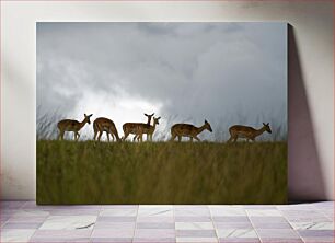 Πίνακας, Grazing Deer at Dusk Βόσκουν ελάφια στο σούρουπο