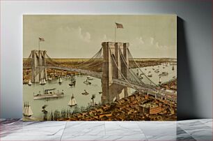 Πίνακας, Great East River Suspension Bridge, Currier and Ives