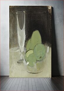 Πίνακας, Green apples and champagne glass, 1934, Helene Schjerfbeck