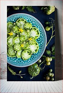 Πίνακας, Green Tomatoes on a Plate Πράσινες ντομάτες σε ένα πιάτο