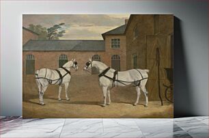 Πίνακας, Grey carriage horses in the coachyard at Putteridge Bury, Hertfordshire (1838) by John Frede