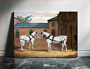 Πίνακας, Grey carriage horses in the coachyard at Putteridge Bury, Hertfordshire (1838) by John Frederick Herring