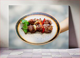 Πίνακας, Grilled Beef Skewers with Vegetables Μοσχαρίσια σουβλάκια σχάρας με λαχανικά