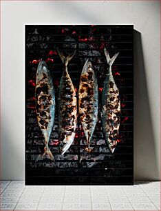 Πίνακας, Grilled Fish on Barbecue Ψητά ψάρια στο μπάρμπεκιου