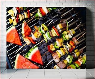 Πίνακας, Grilled Kebabs with Watermelon Ψητά κεμπάπ με καρπούζι