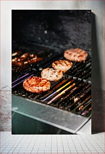 Πίνακας, Grilling Burgers on a BBQ Ψήσιμο μπέργκερ σε μπάρμπεκιου