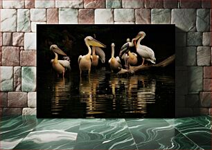 Πίνακας, Group of Pelicans by the Water Ομάδα πελεκάνων δίπλα στο νερό