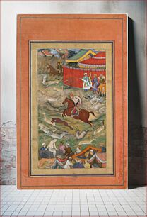 Πίνακας, "Hamid Bhakari Punished by Akbar", Folio from a Manuscript of the Akbarnama. Folio from the Davis Album, Abu'l Fazl (author)