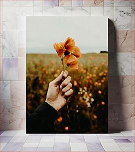 Πίνακας, Hand Holding Flowers in a Field Χέρι που κρατά λουλούδια σε ένα χωράφι
