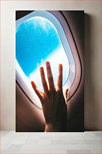 Πίνακας, Hand Touching Airplane Window Χέρι που αγγίζει το παράθυρο αεροπλάνου