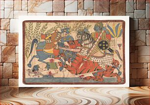 Πίνακας, “Harishchandra and his Minister Killing a Tiger,” folio from a Harishchandra Series, Western India, Maharashtra, Paithan or northern Karnataka