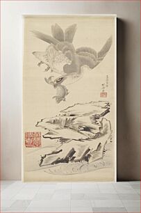 Πίνακας, Hawk and fish by Katsushika Hokusai