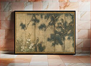 Πίνακας, Hawks with Pine Trees and Camellias; Small Birds with Willows and Camellias attributed to Mitani Tōshuku