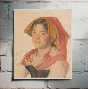 Πίνακας, Head of an Girl from Civita d'Antino in Regional Dress ("Catarinella") by Peder Severin Krøyer