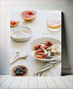 Πίνακας, Healthy Breakfast with Fruits and Yogurt Υγιεινό Πρωινό με Φρούτα και Γιαούρτι