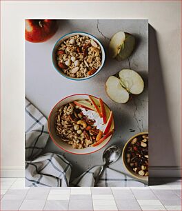 Πίνακας, Healthy Breakfast with Granola and Nuts Υγιεινό Πρωινό με Granola και ξηρούς καρπούς