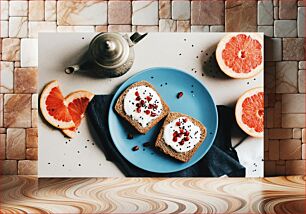 Πίνακας, Healthy Breakfast with Grapefruit and Toast Υγιεινό πρωινό με γκρέιπφρουτ και τοστ