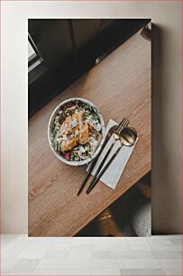 Πίνακας, Healthy Food Bowl on Wooden Table Μπολ υγιεινής διατροφής σε ξύλινο τραπέζι