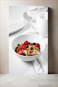 Πίνακας, Healthy Fruit and Nut Cereal Bowl Υγιεινό μπολ δημητριακών με φρούτα και ξηρούς καρπούς