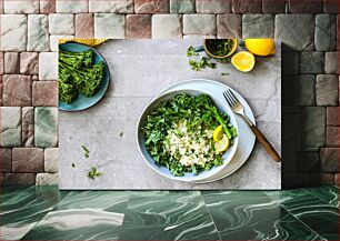 Πίνακας, Healthy Green Vegetables and Rice Dish Υγιεινό πιάτο με πράσινα λαχανικά και ρύζι