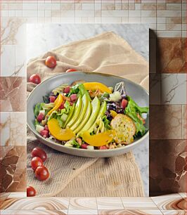 Πίνακας, Healthy Salad with Avocado and Peaches Υγιεινή σαλάτα με αβοκάντο και ροδάκινα