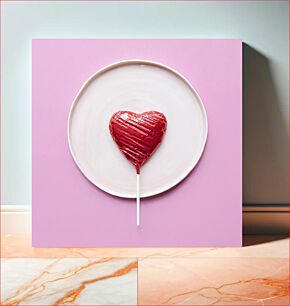 Πίνακας, Heart-Shaped Candy on a Plate Καραμέλα σε σχήμα καρδιάς σε ένα πιάτο