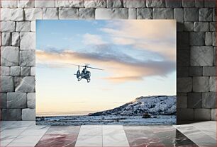 Πίνακας, Helicopter Over Snowy Landscape Ελικόπτερο πάνω από το χιονισμένο τοπίο