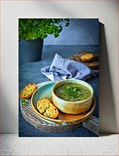 Πίνακας, Herb Soup with Garlic Bread χορταρόσουπα με σκορδόψωμο