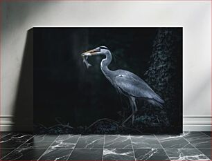 Πίνακας, Heron with Fish in Dark Forest Ερωδιός με ψάρια στο σκοτεινό δάσος