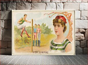 Πίνακας, High Jumping, from the Games and Sports series (N165) for Old Judge Cigarettes issued by Goodwin & Company