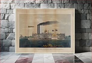 Πίνακας, High pressure steamboat Mayflower first class packet between St. Louis and New Orleans on the Mississippi River - Capt. Joseph Brown (1855) by N. Currier