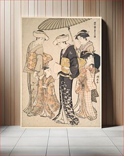 Πίνακας, High-Ranking Samurai Girl with Four Attendants, from the series A Brocade of Eastern Manners (Fūzoku Azuma no nishiki)