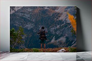 Πίνακας, Hiker Admiring Mountain View Πεζοπόρος που θαυμάζει τη θέα στο βουνό