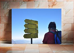 Πίνακας, Hiker Checking Trail Signs Πεζοπόρος που ελέγχει πινακίδες