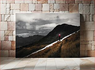 Πίνακας, Hiker in Mountain Landscape Πεζοπόρος στο ορεινό τοπίο