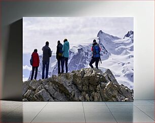 Πίνακας, Hikers on a Snowy Mountain Πεζοπόροι σε ένα χιονισμένο βουνό