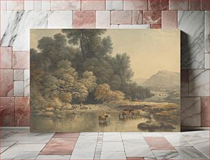 Πίνακας, Hilly Landscape with River and Cattle