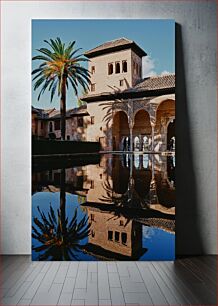 Πίνακας, Historic Building with Palm Tree Reflection Ιστορικό κτήριο με αντανάκλαση φοίνικα