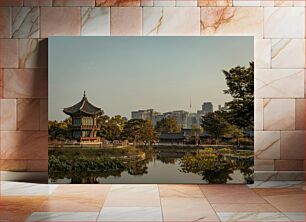 Πίνακας, Historic Pagoda in a Modern Cityscape Ιστορική παγόδα σε ένα σύγχρονο αστικό τοπίο
