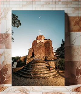 Πίνακας, Historic Stone Church with Crescent Moon Ιστορική πέτρινη εκκλησία με μισοφέγγαρο