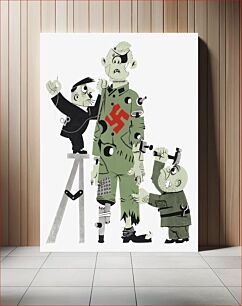 Πίνακας, Hitler and Mussolini making a puppet (1945) propaganda, war poster